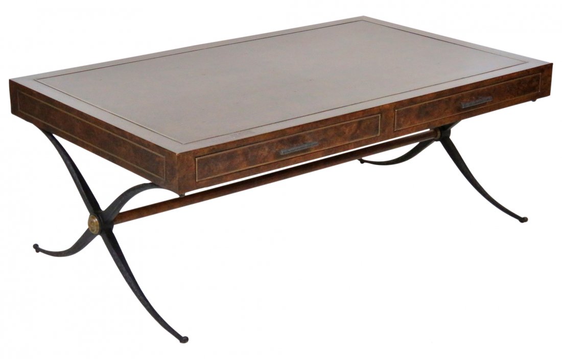 JONATHAN CHARLES BURLWOOD & IRON COFFEE TABLE (1 of 4)