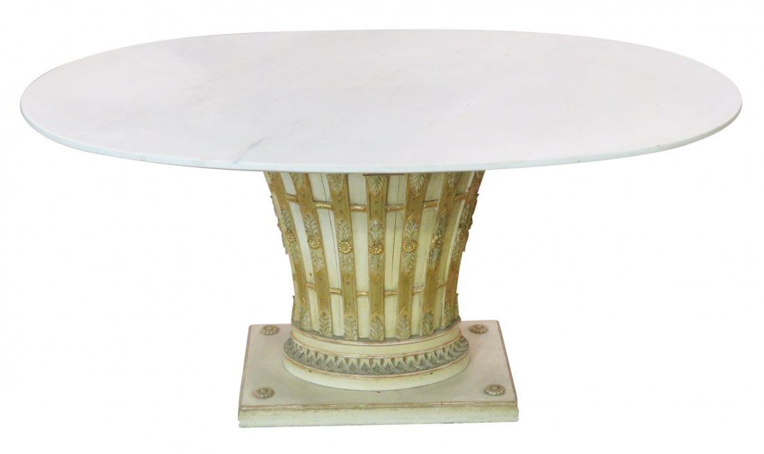 ANTIQUE FRENCH PAINTED & GILT MARBLETOP DINING TABLE (1 of 3)