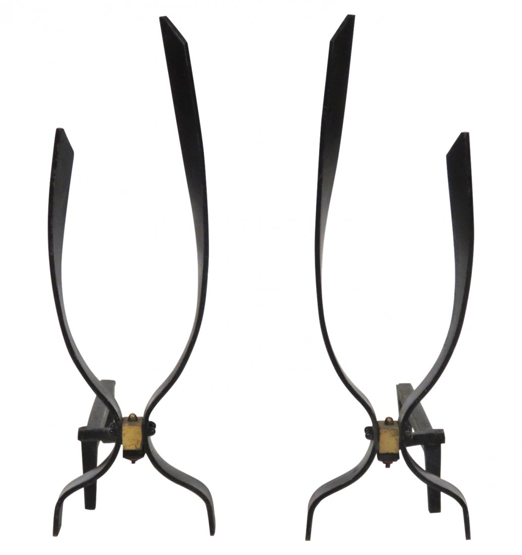 Pair DONALD DESKEY MODERN DESIGN ANDIRONS (1 of 3)