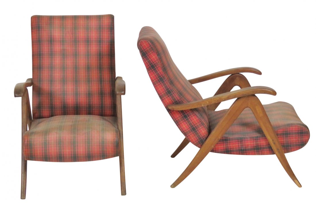 Pair ITALIAN MODERN RECLINING LOUNGE CHAIRS (1 of 5)