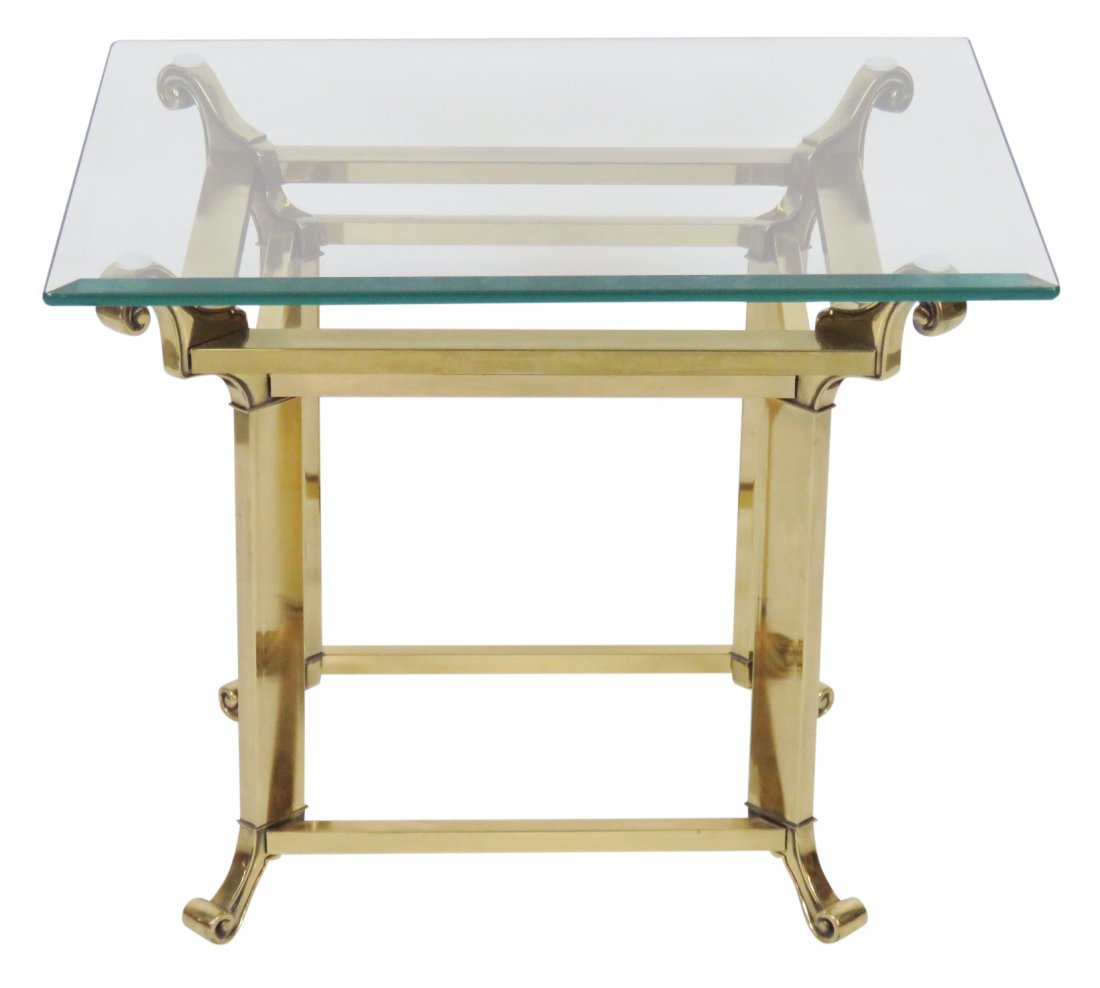 CONTEMPORARY BRASS & GLASS END TABLE (1 of 2)