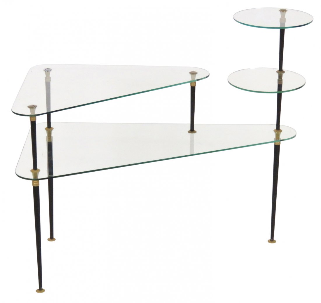 ITALIAN MODERN 3 TIER GLASS TABLE (1 of 5)