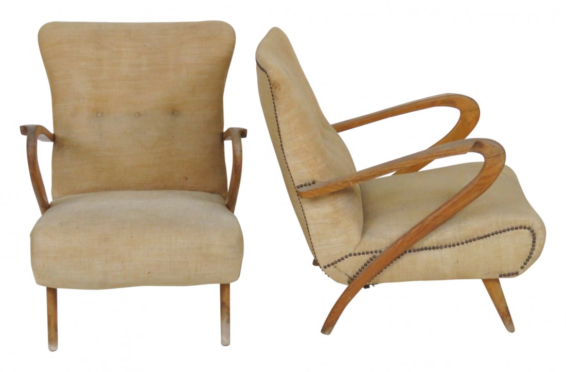 Pair ZANUSO STYLE BENT ARM LOUNGE CHAIRS (1 of 4)