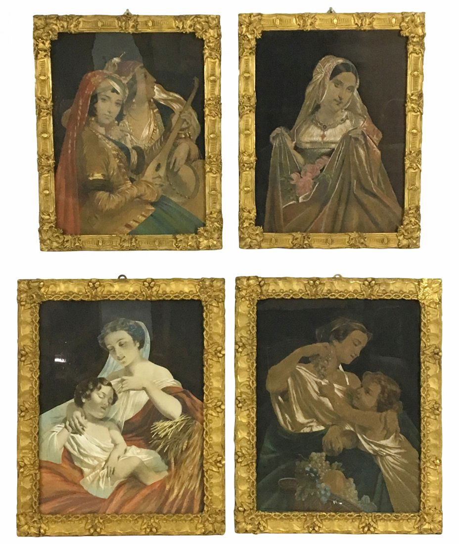 4 ANTIQUE ITALIAN PRINTS IN PRESSED BRASS FRAMES (1 of 7)