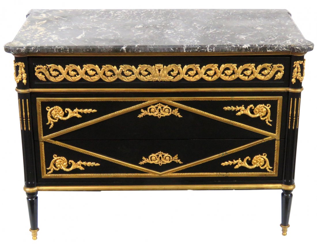 ANTIQUE JANSEN BRONZE MOUNTED MARBLETOP COMMODE (1 of 6)
