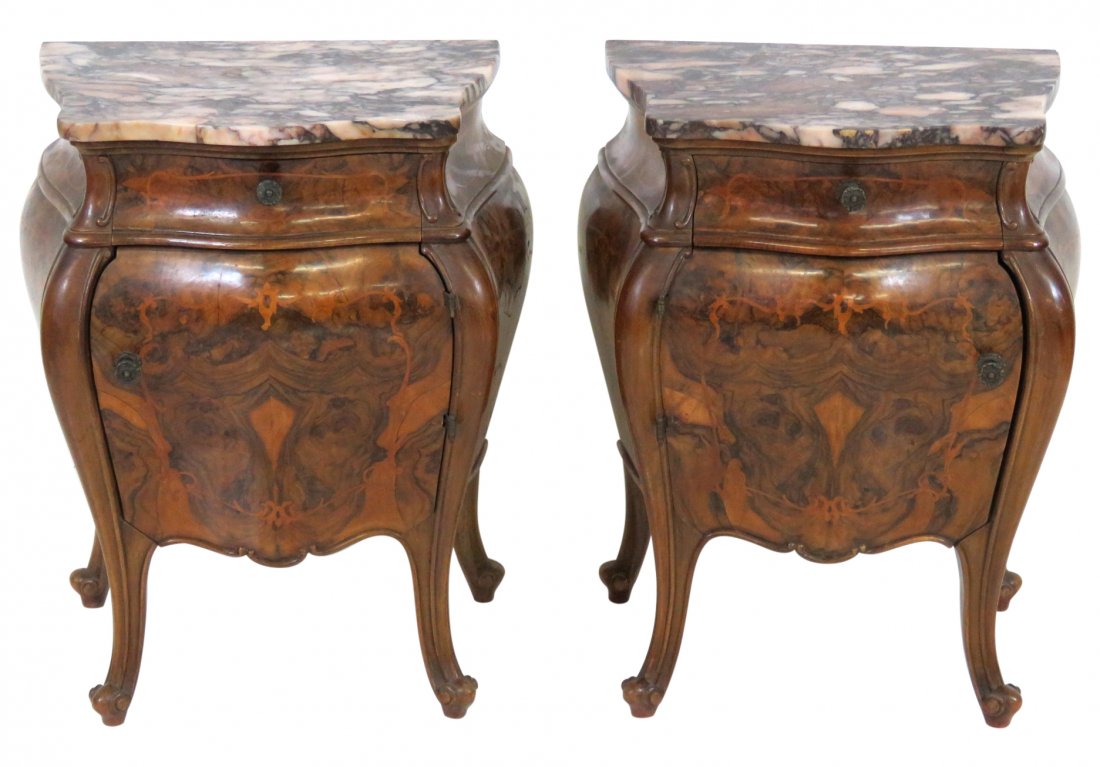 Pair ANTIQUE ITALIAN INLAID MARBLETOP STANDS (1 of 6)