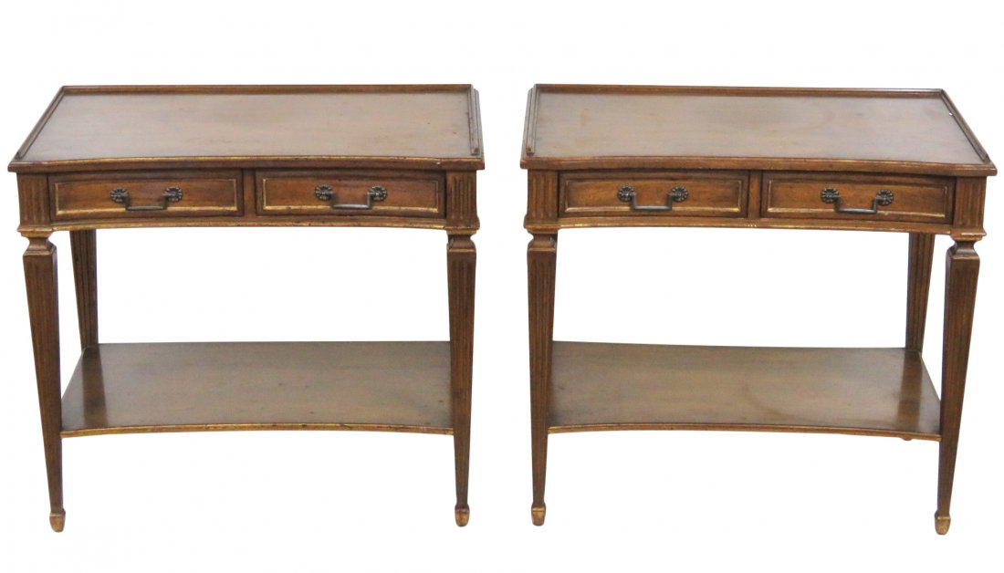 Pair AUFFRAY FRENCH WALNUT SIDE TABLES (1 of 5)