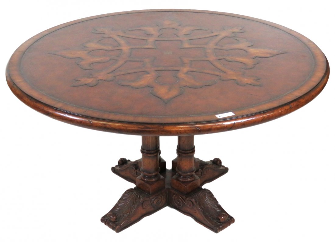 THEODORE ALEXANDER 56" ROUND LEATHERTOP TABLE (1 of 3)