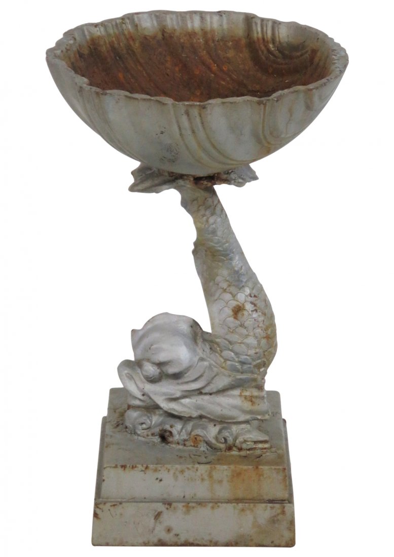 26" DOLPHIN BASED CAST IRON BIRD BATH (1 of 3)