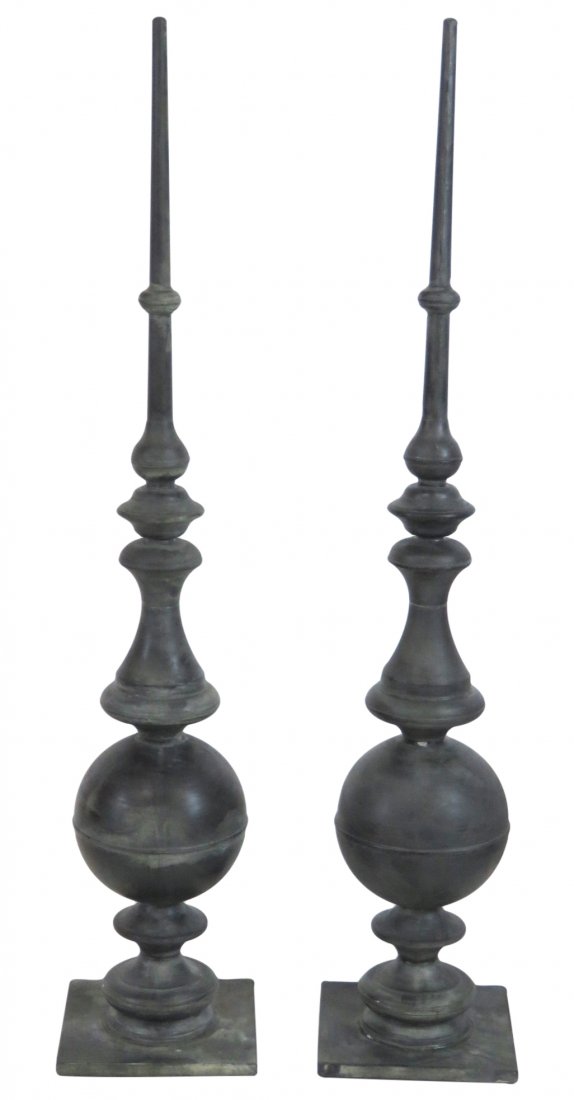 Pair 61" RESTORATION HARDWARE ZINC TALL FINIALS (1 of 2)