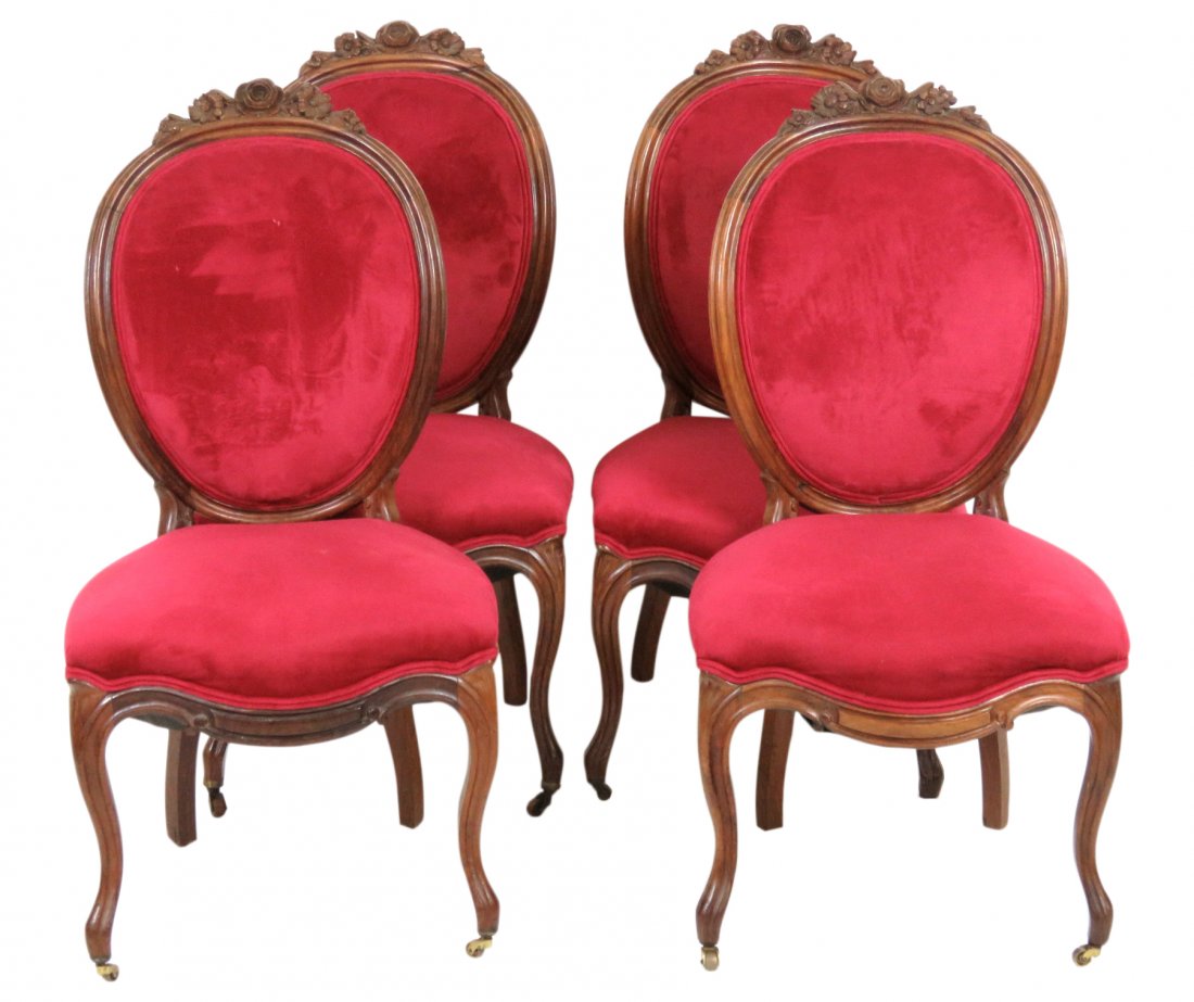 4 VICTORIAN CARVED ROSEWOOD SIDECHAIRS (1 of 4)