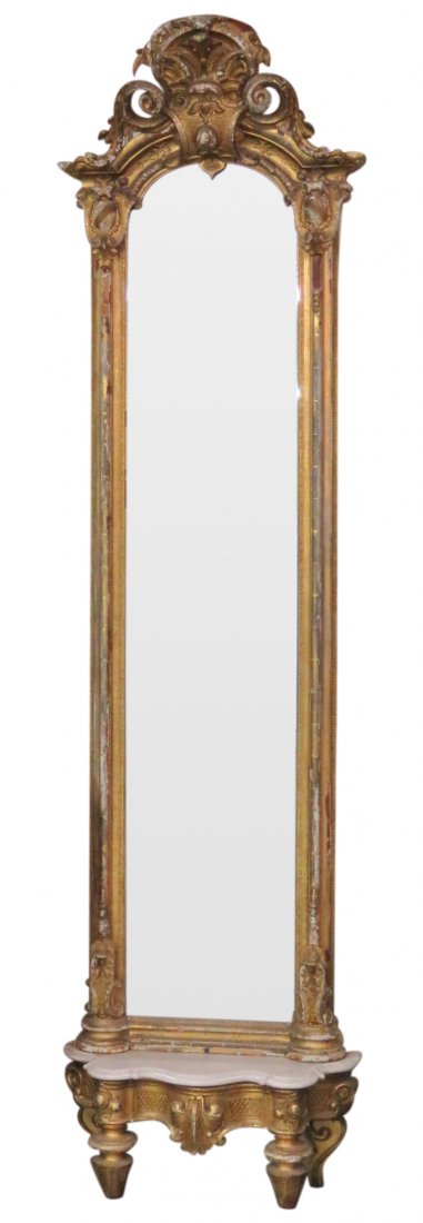 9 1/2 ft. VICTORIAN GILT PIER MIRROR & BASE (1 of 4)