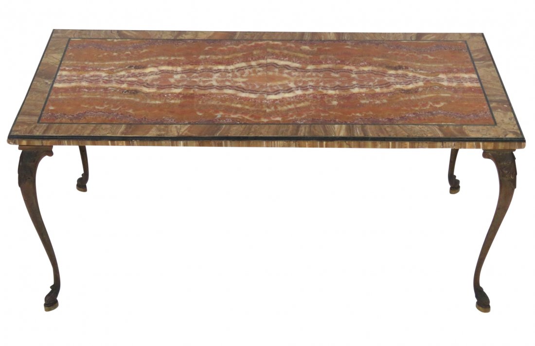 ANTIQUE FRENCH MARBLE ONYX & BRONZE COFFEE TABLE (1 of 5)