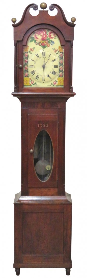 ANTIQUE MAHOGANY TALL CASE CLOCK (1 of 10)