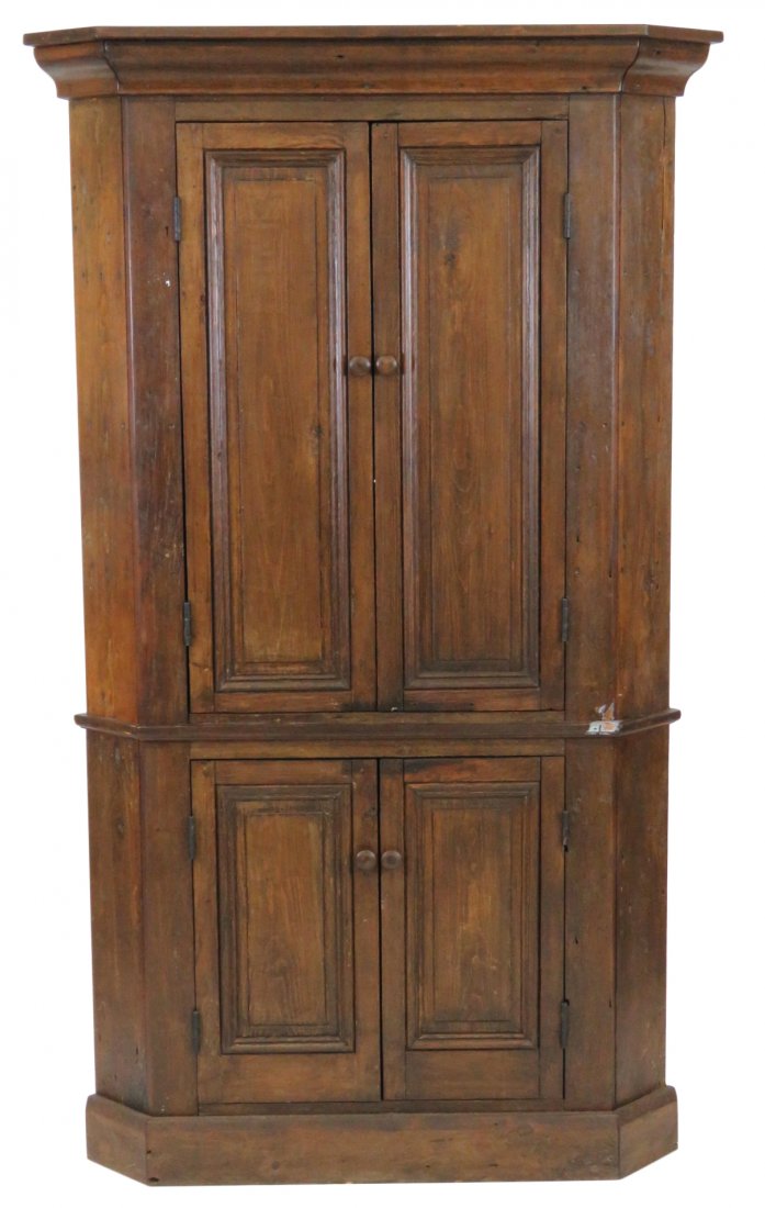 HANDMADE RAISED PANEL PINE CORNER CUPBOARD (1 of 4)