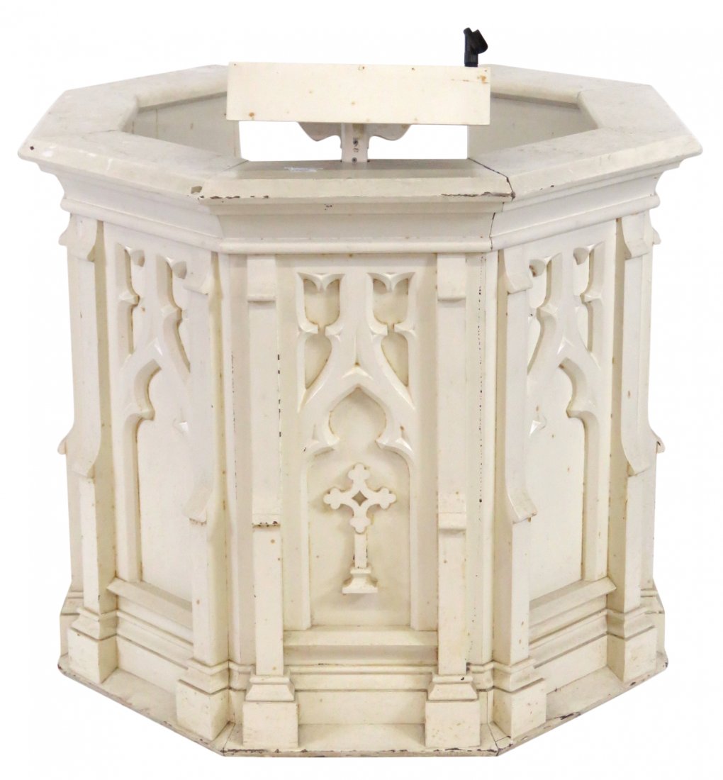 PAINTED GOTHIC CHURCH PULPIT (1 of 4)