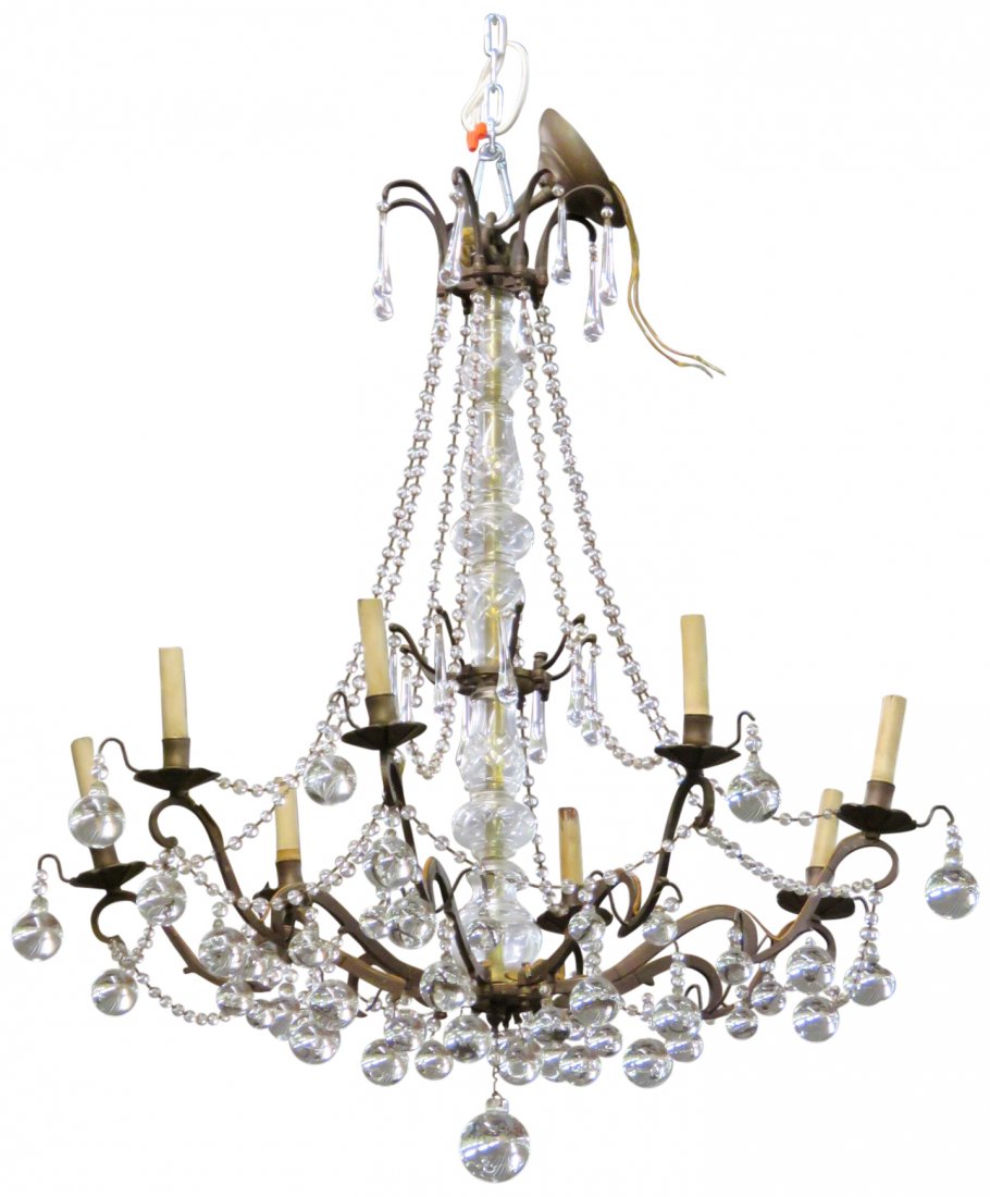 ANTIQUE BRONZE & CRYSTAL CHANDELIER (1 of 6)