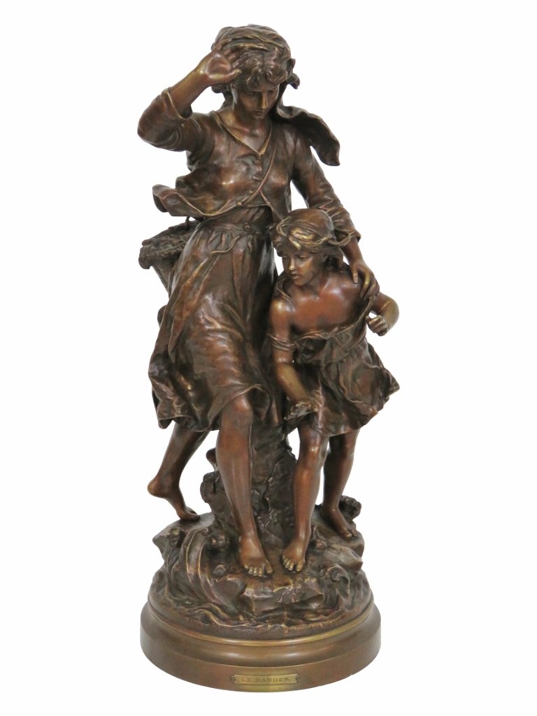 19th c. BRONZE LE DANGER after HIPPOLYTE MOREAU (1 of 8)