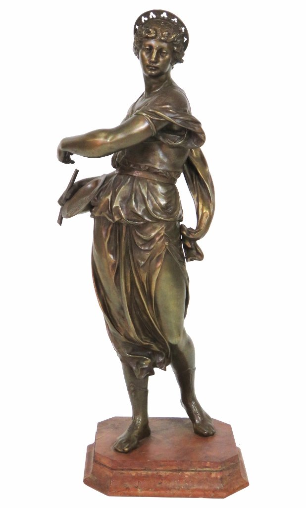 29" ANTIQUE FRENCH BRONZE MAIDEN SOWING SEEDS (1 of 4)