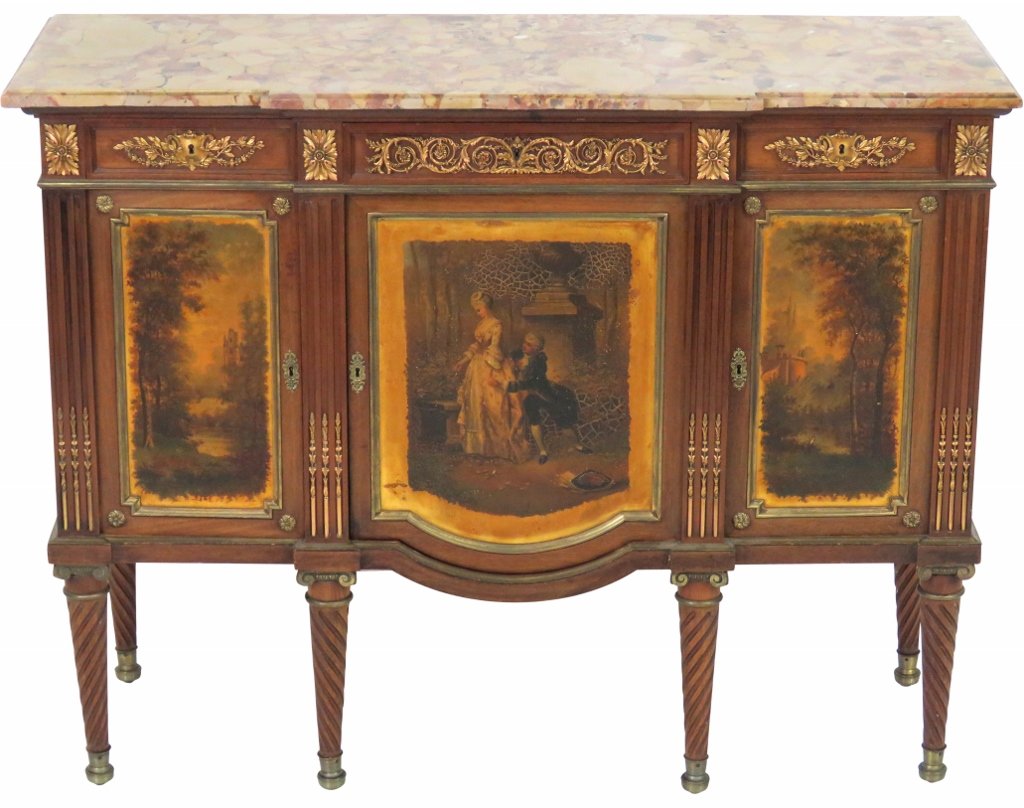 ANTIQUE FRENCH PAINT DECORATED MARBLETOP CONSOLE (1 of 5)