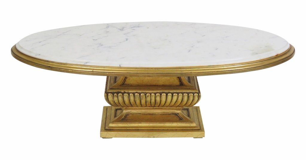 ITALIAN GILT CARVED OVAL MARBLETOP COFFEE TABLE (1 of 3)