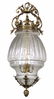 ITALIAN BRASS & ETCHED GLASS HANGING LANTERN CHANDELIER
