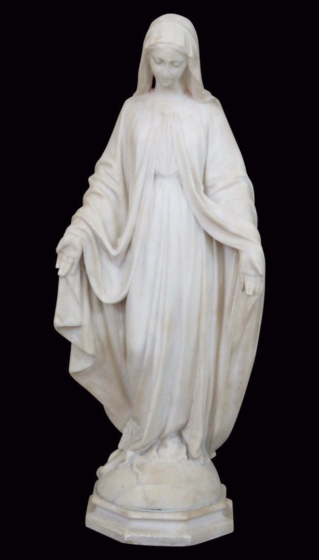 ANTIQUE 26" ITALIAN CARVED MARBLE MADONNA (1 of 6)