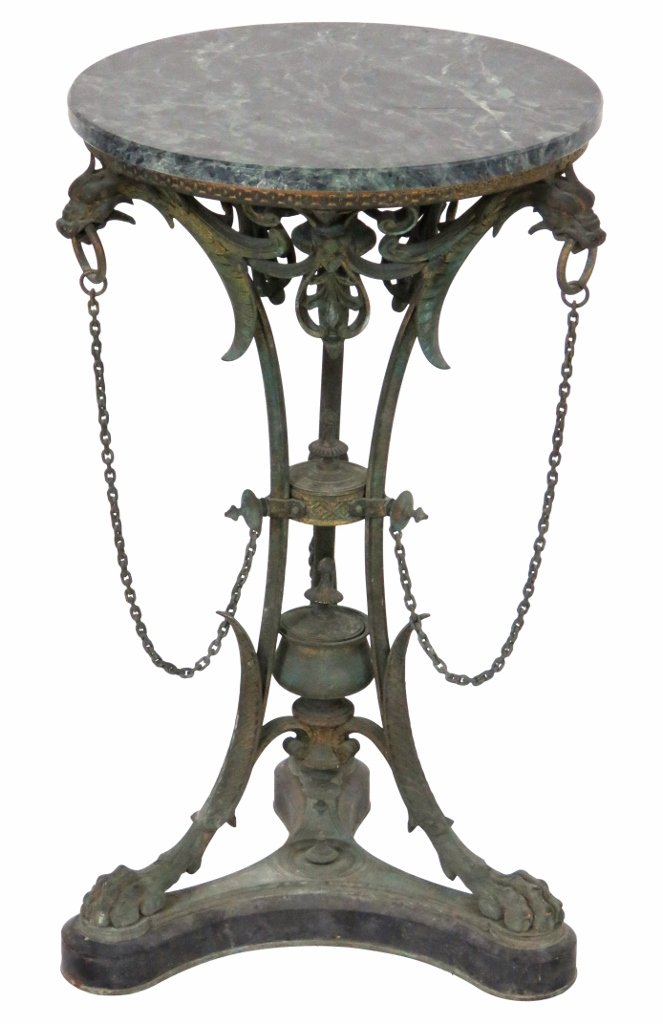 19th c. NEOCLASSICAL STYLE MARBLETOP BRONZE GUERIDON (1 of 5)