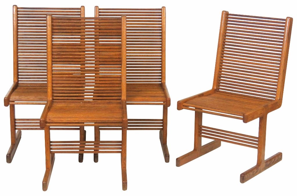 4 STUDIO PRODUCED MODERN OAK SPINDLE CHAIRS (1 of 5)
