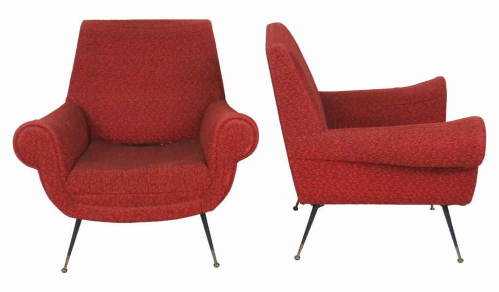 Pair ITALIAN MODERN METAL LEG LOUNGE CHAIRS (1 of 4)