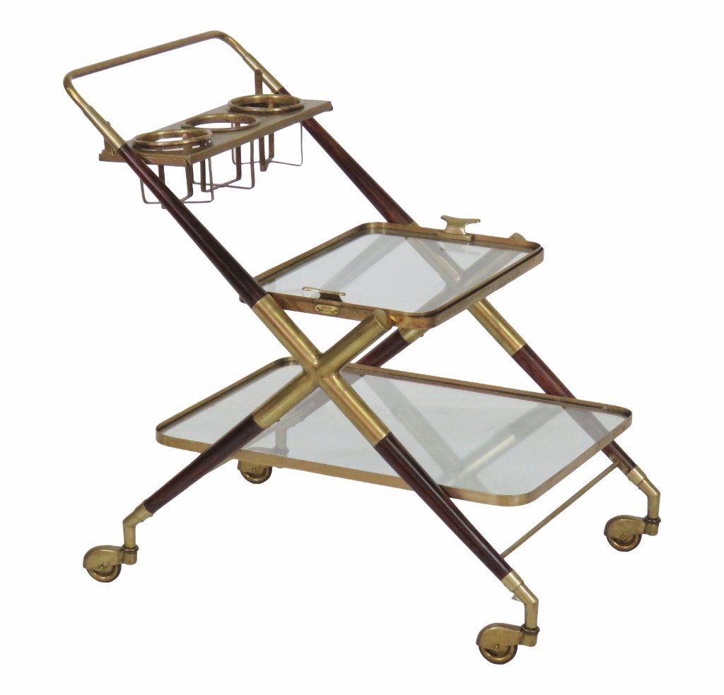 ITALIAN MODERN GLASS & BRASS BAR CART mann. GIO PONTI (1 of 4)