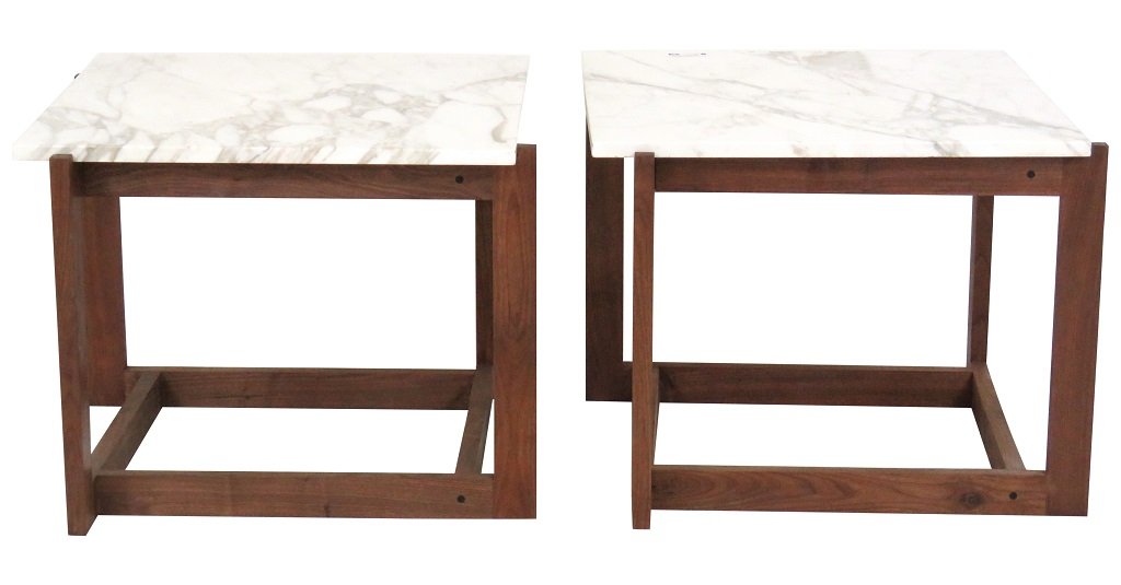 Pair DANISH STYLE MARBLETOP SIDE TABLES (1 of 7)