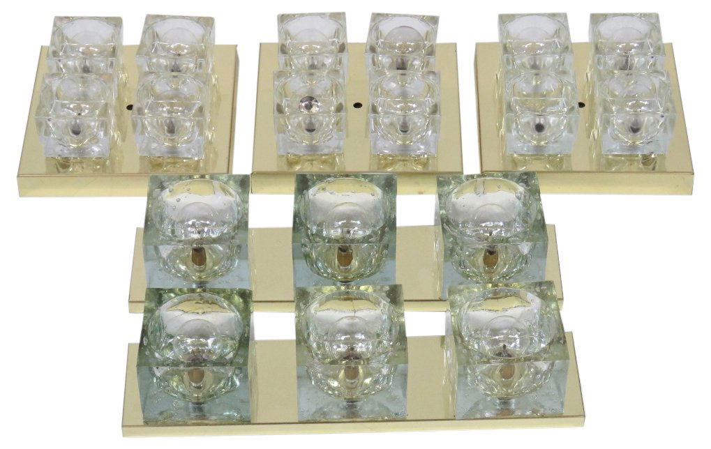 5 MID CENTURY MODERN GLASS CUBE CEILING FIXTURES (1 of 4)