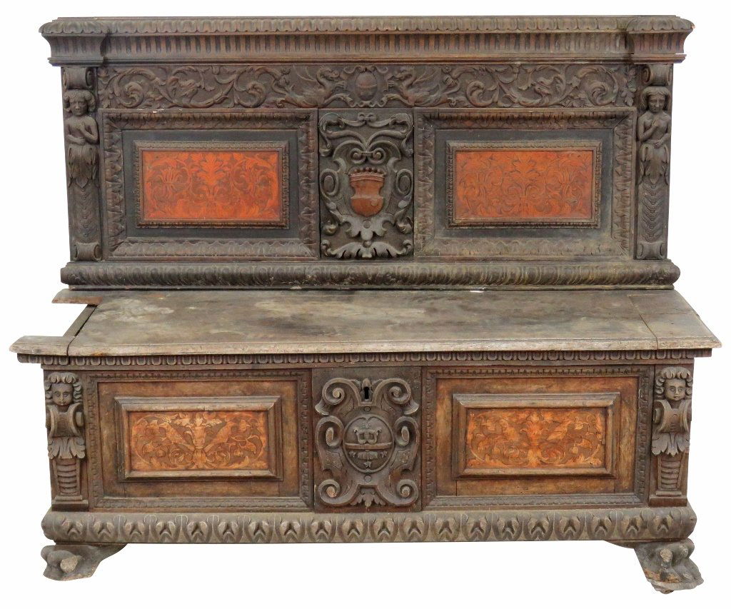 18th c. CONTINENTAL CASSONE w/ FIGURES (1 of 6)