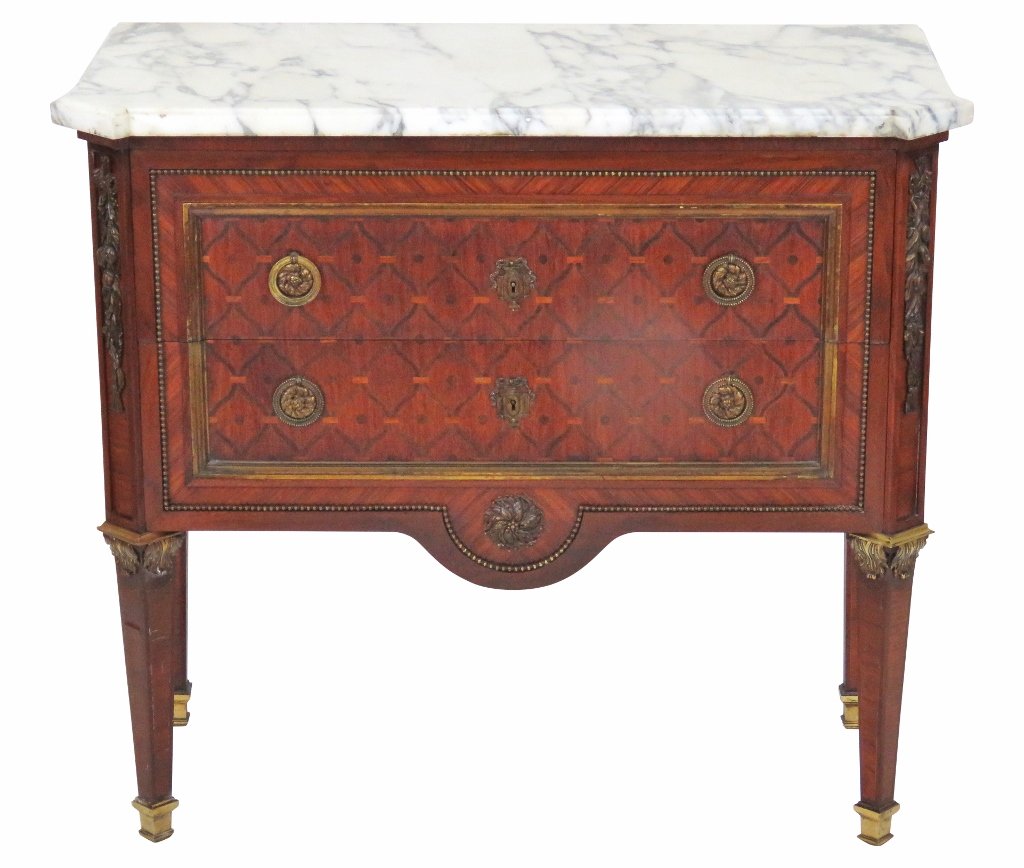 ANTIQUE FRENCH BRONZE MOUNTED PARQUETRY COMMODE (1 of 7)