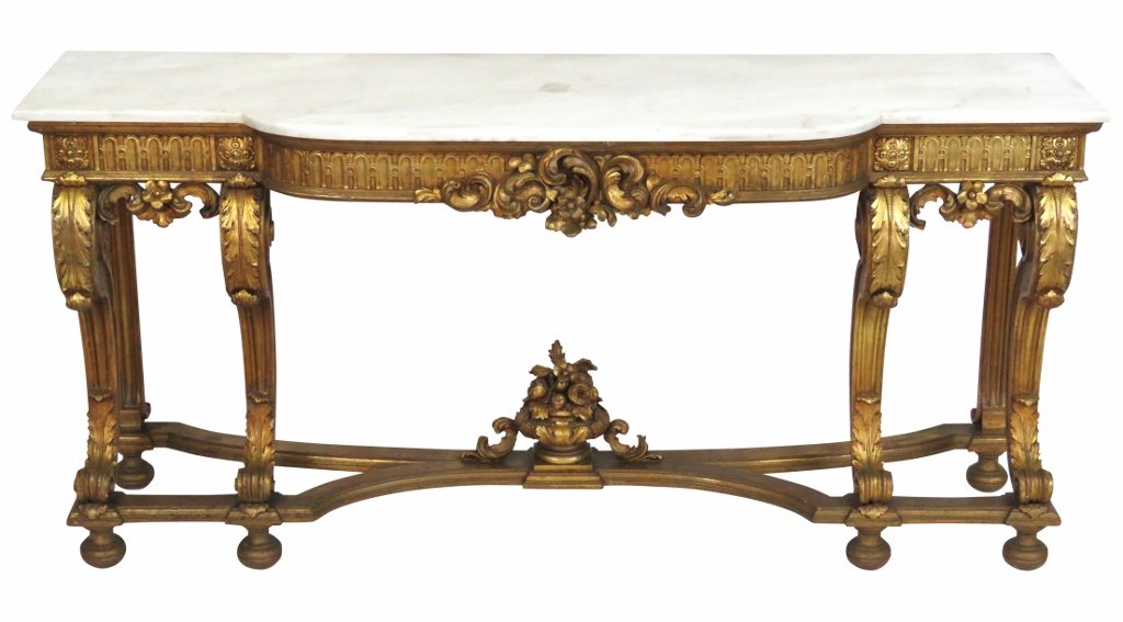 ANTIQUE FRENCH GILT CARVED MARBLETOP CONSOLE (1 of 4)