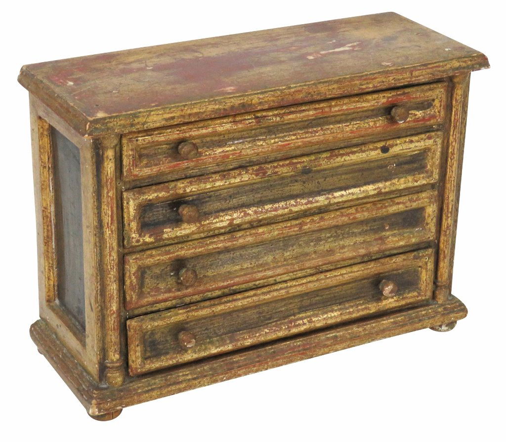 MINIATURE ITALIAN GILT WOOD 4 DRAWER CHEST (1 of 4)