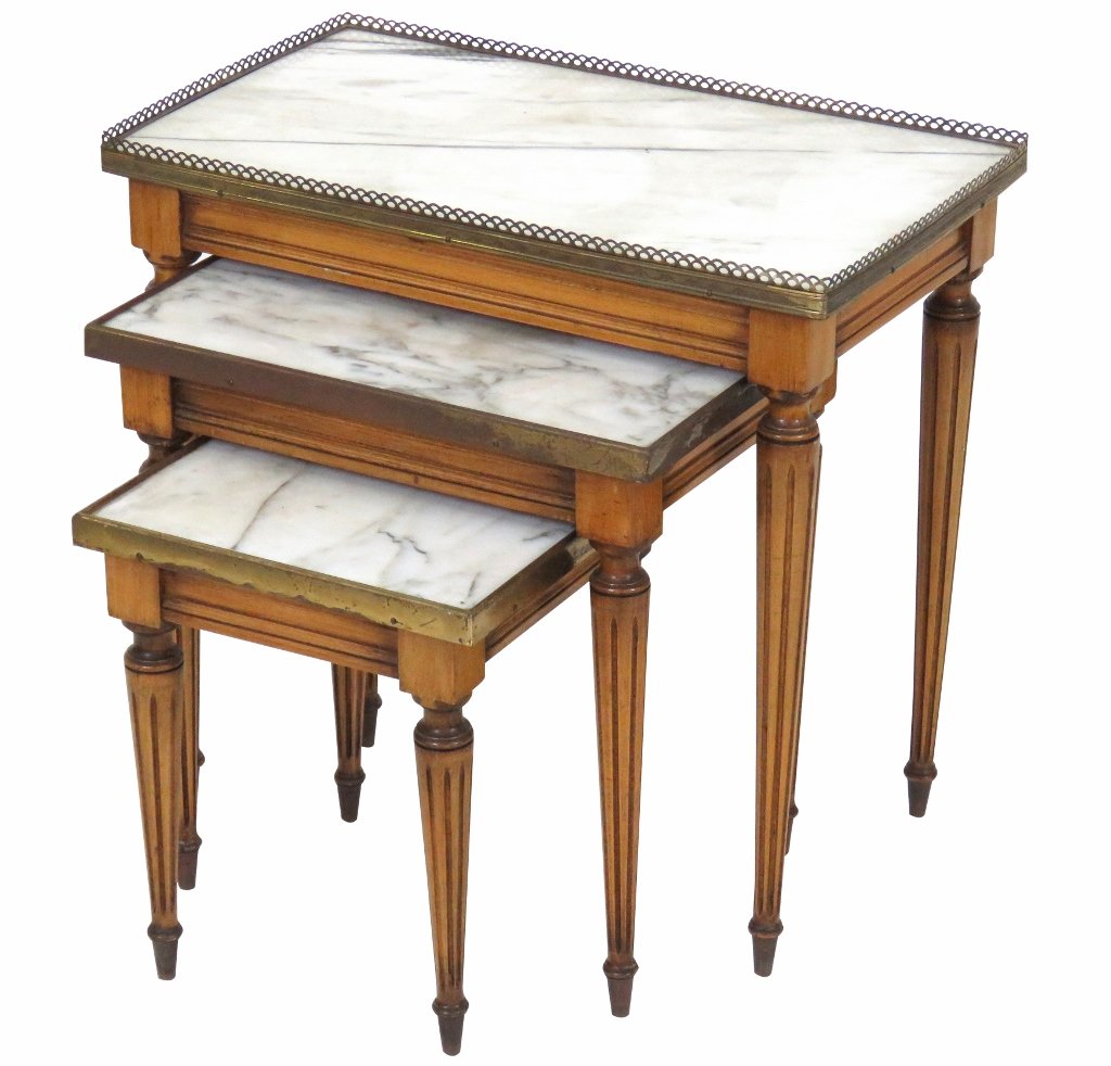 LOUIS XVI STYLE MARBLETOP NESTING TABLES (1 of 4)