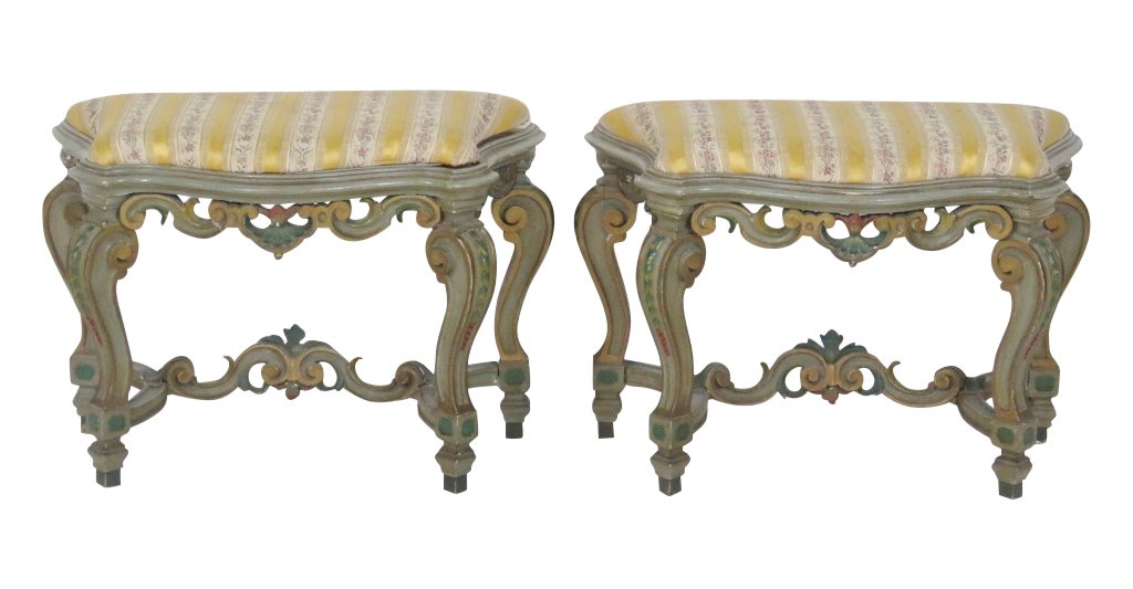 Pair ITALIAN STYLE PAINTED STOOLS (1 of 7)