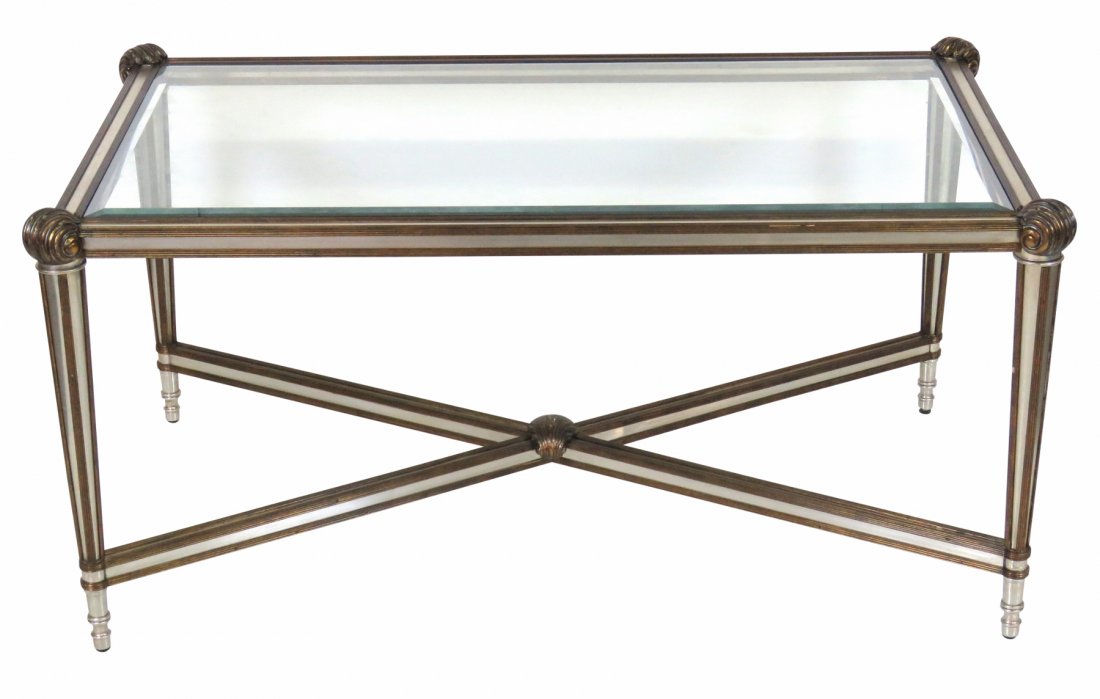 LABARGE BRUSHED STEEL & BRASS COFFEE TABLE (1 of 4)