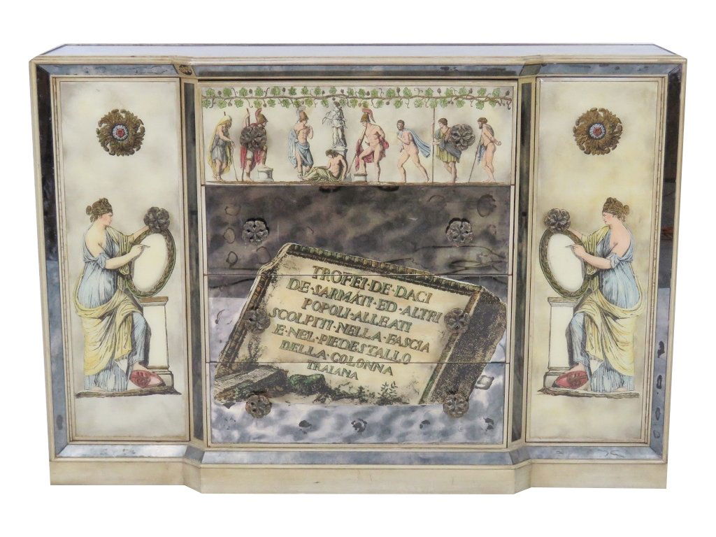 ITALIAN EGLOMISE MIRRORED CREDENZA (1 of 7)