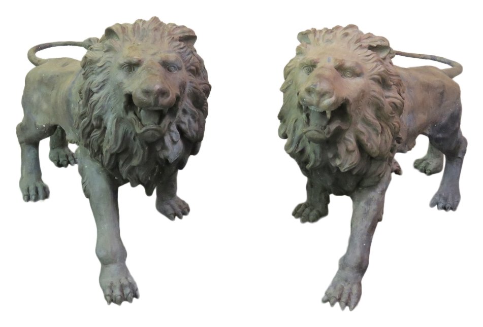 Pair 67" BRONZE LION STATUES (1 of 6)