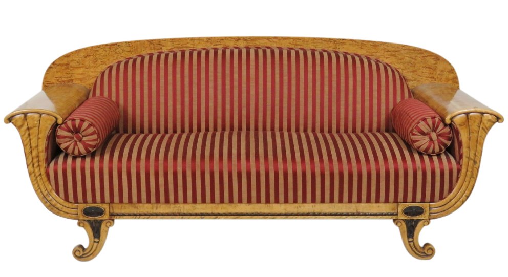 BIEDERMIER STYLE BURL WOOD CARVED SOFA (1 of 6)