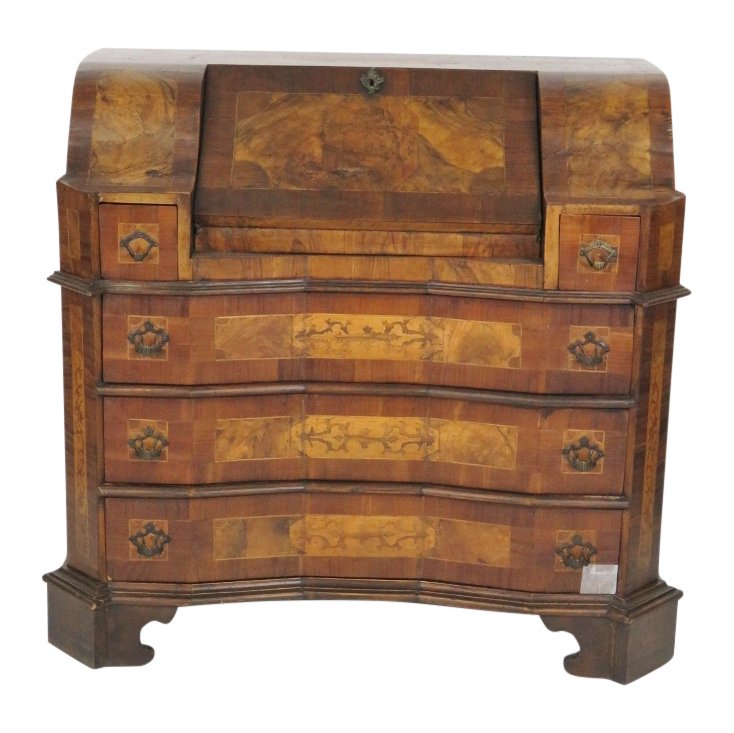 ANTIQUE CONTINENTAL OLIVE WOOD SLANT FRONT DESK (1 of 8)