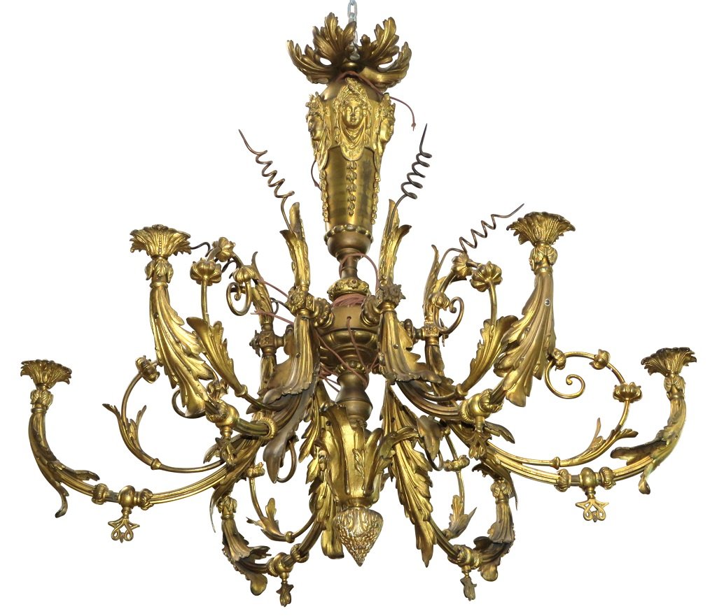 ANTIQUE NEOCLASSICAL STYLE CONVERTED GAS CHANDELIER (1 of 6)