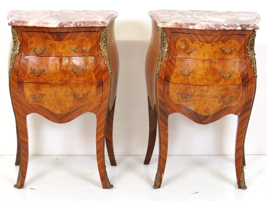 Pair FRENCH MARBLETOP BRONZE MOUNTED BOMBE STANDS (1 of 8)