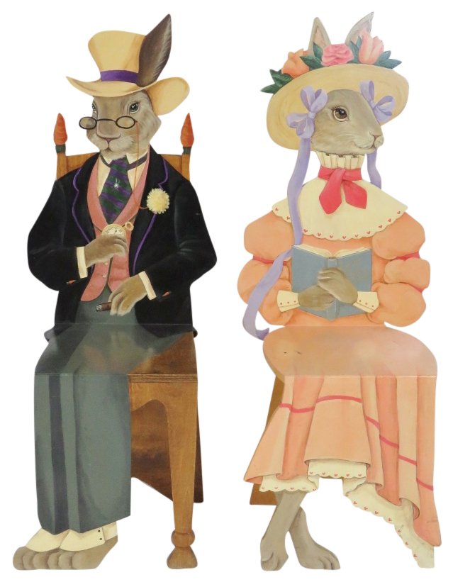 Pair JOANNE WEST CEDRIC & BLOSSOM PAINTED RABBIT CHAIRS (1 of 7)