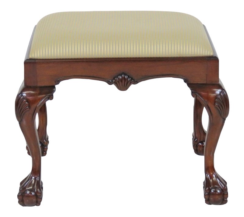 GEORGIAN STYLE CARVED MAHOGANY CLAW FOOT STOOL (1 of 3)