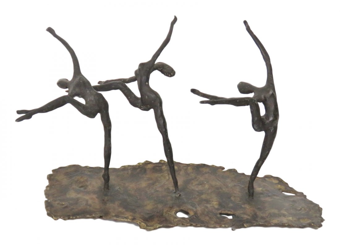 AUSTER ABSTRACT SCULPTURE of 3 BRONZE DANCERS (1 of 3)
