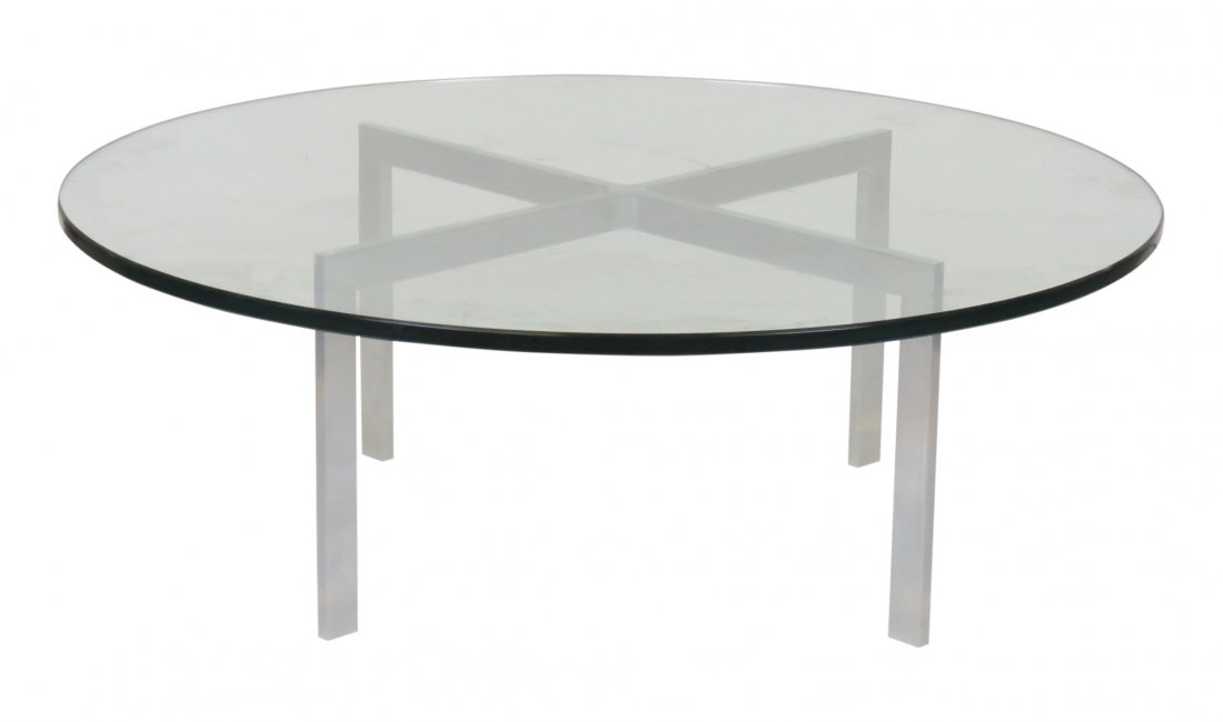 KNOLL STYLE CHROME GLASSTOP COFFEE TABLE (1 of 3)